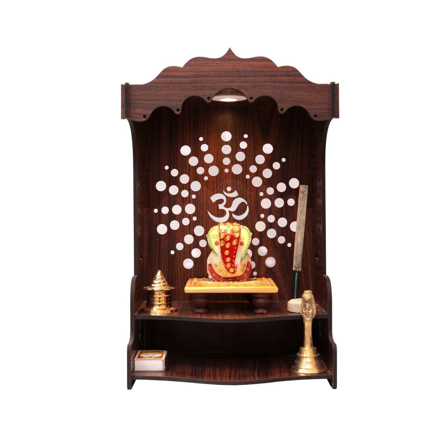 Real Wood Art Shanti Mandir Brown Wall Mounted Wooden Temple for Home,Office