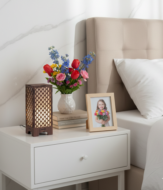 Real Wood Art Radiant Hive Series Table Lamp 11cmX11cmx20cm