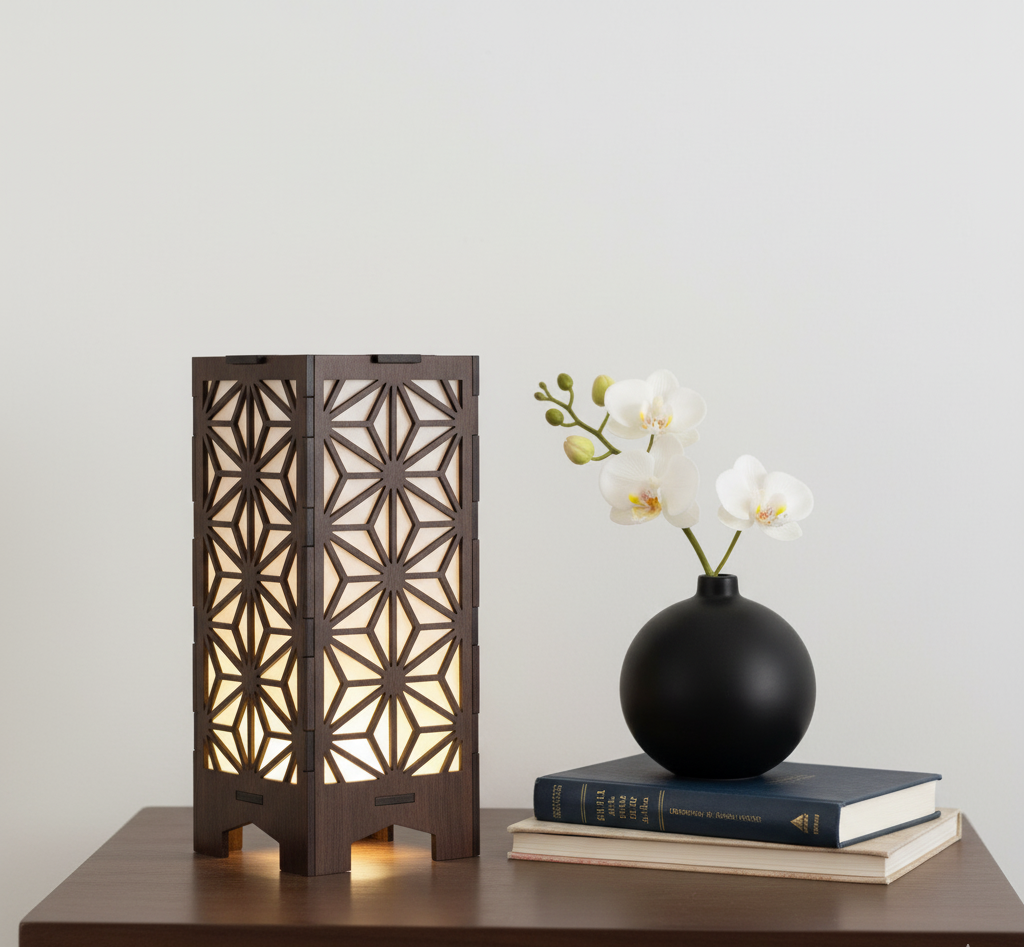 Real Wood Art Luminara Series Table Lamp 11cmX11cmX26cm