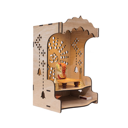 Real Wood Art Shanti Mandir Brown Wall Mounted Wooden Temple for Home,Office