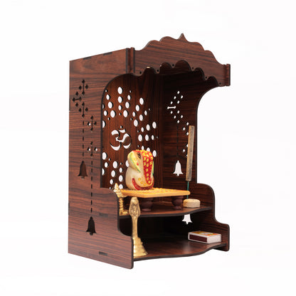 Real Wood Art Shanti Mandir Brown Wall Mounted Wooden Temple for Home,Office
