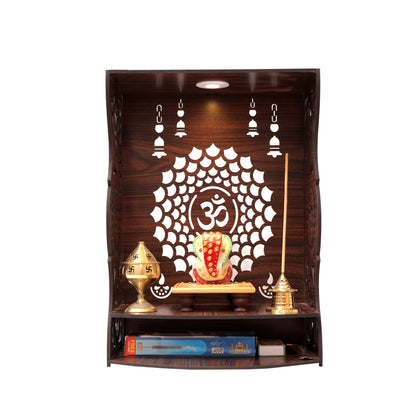 Real Wood Art Aaradhya Mandir Brown Wall Mounted Wooden Temple for Home, Office