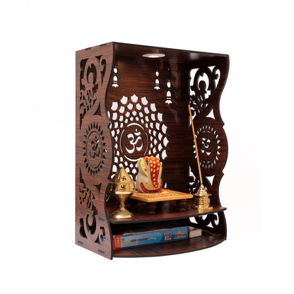 Real Wood Art Aaradhya Mandir Brown Wall Mounted Wooden Temple for Home, Office