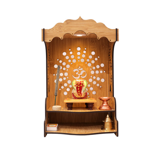 Real Wood Art Shanti Mandir Brown Wall Mounted Wooden Temple for Home,Office