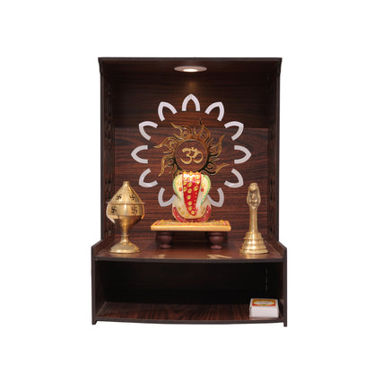 Real Wood Art Samridhi Mandir Brown Wall Mounted Wooden Temple for Home,Office