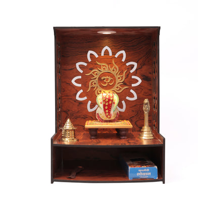 Real Wood Art Samridhi Mandir Brown Wall Mounted Wooden Temple for Home,Office