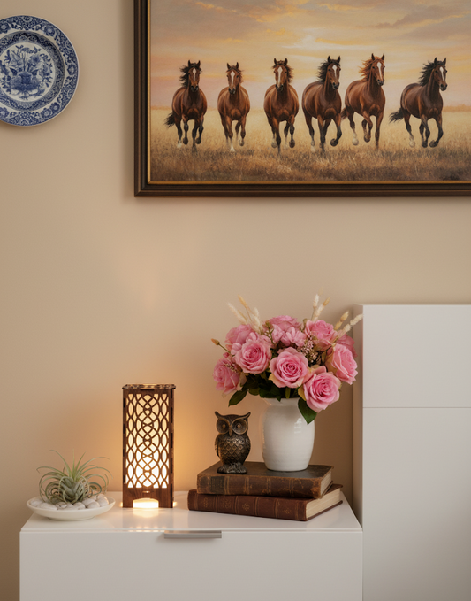 Real Wood Art Ogee Arch Series Table Lamp 11cmx11cmx26cm