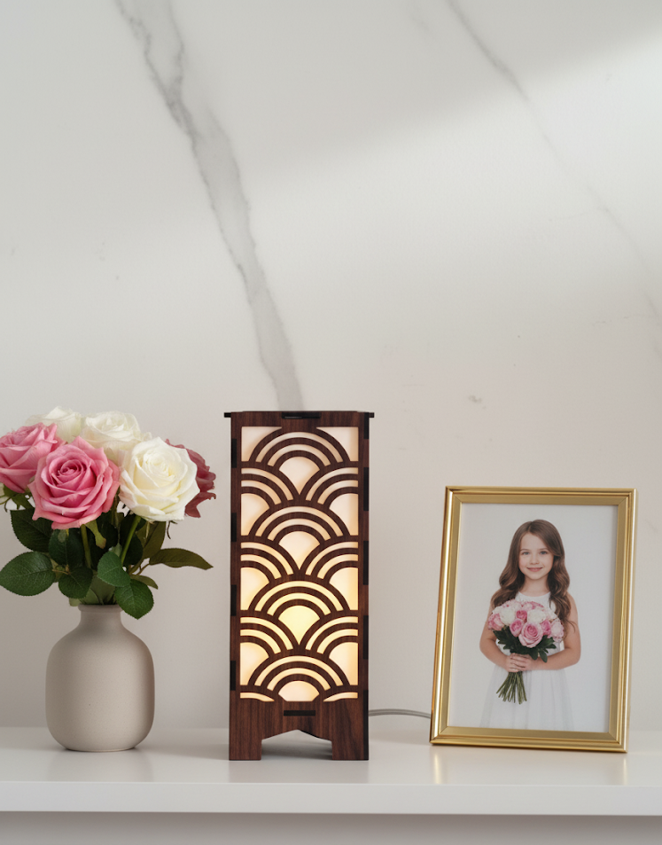 Real Wood Art Seigai Aura Series Table Lamp 11cmx11cmx26cm