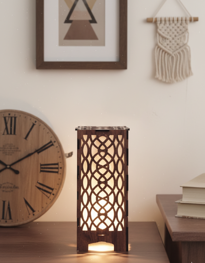 Real Wood Art Ogee Arch Series Table Lamp 11cmx11cmx26cm