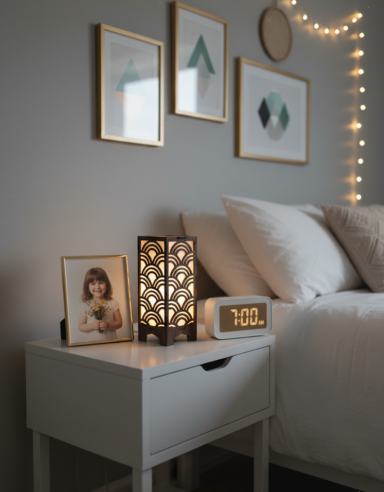 Real Wood Art Seigai Aura Series Table Lamp 11cmx11cmx26cm