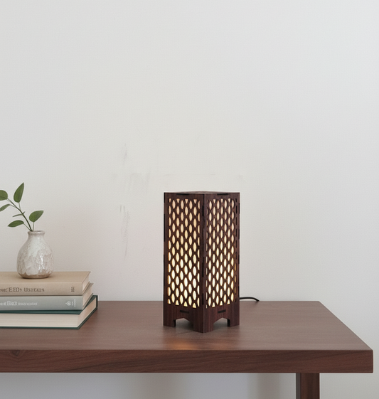 Real Wood Art Radiant Hive Series Table Lamp 11cmX11cmx20cm