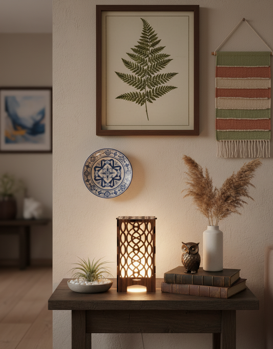 Real Wood Art Ogee Arch Series Table Lamp 11cmx11cmx20cm