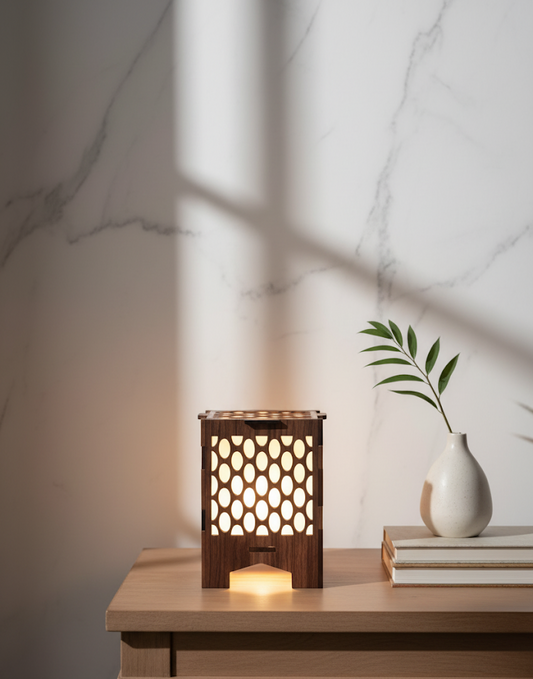 Real Wood Art Radiant Hive Series Table Lamp 11cmX11cmx15cm