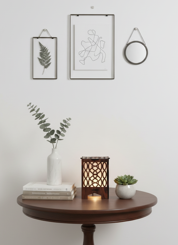 Real Wood Art Ogee Arch Series Table Lamp 11cmx11cmx15cm