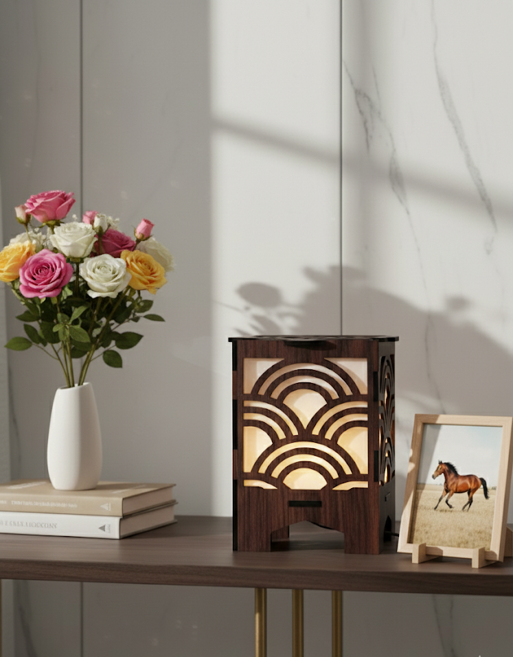 Real Wood Art Seigai Aura Series Table Lamp 11cmx11cmx15cm