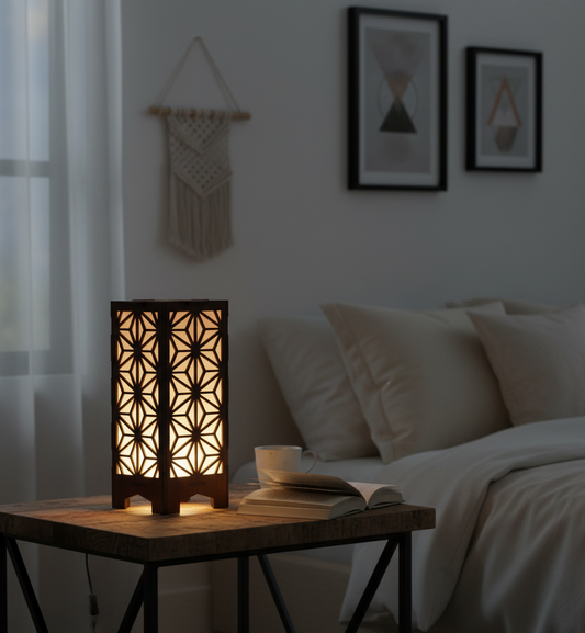 Real Wood Art Luminara Series Table Lamp 11cmX11cmX26cm