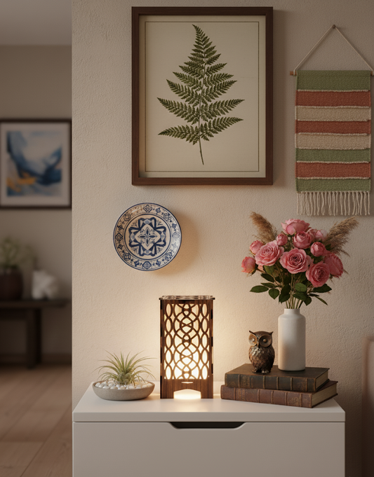 Real Wood Art Ogee Arch Series Table Lamp 11cmx11cmx20cm