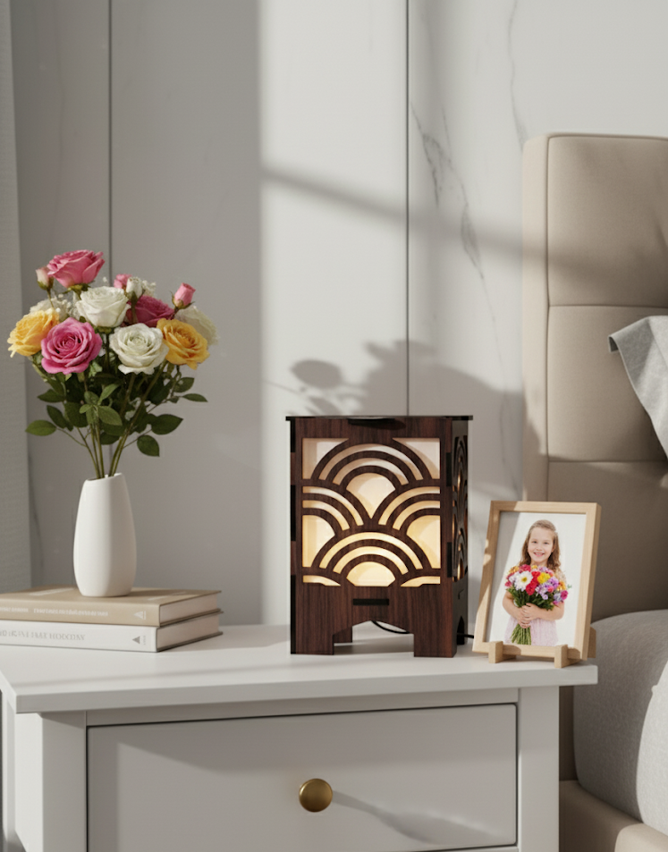 Real Wood Art Seigai Aura Series Table Lamp 11cmx11cmx15cm