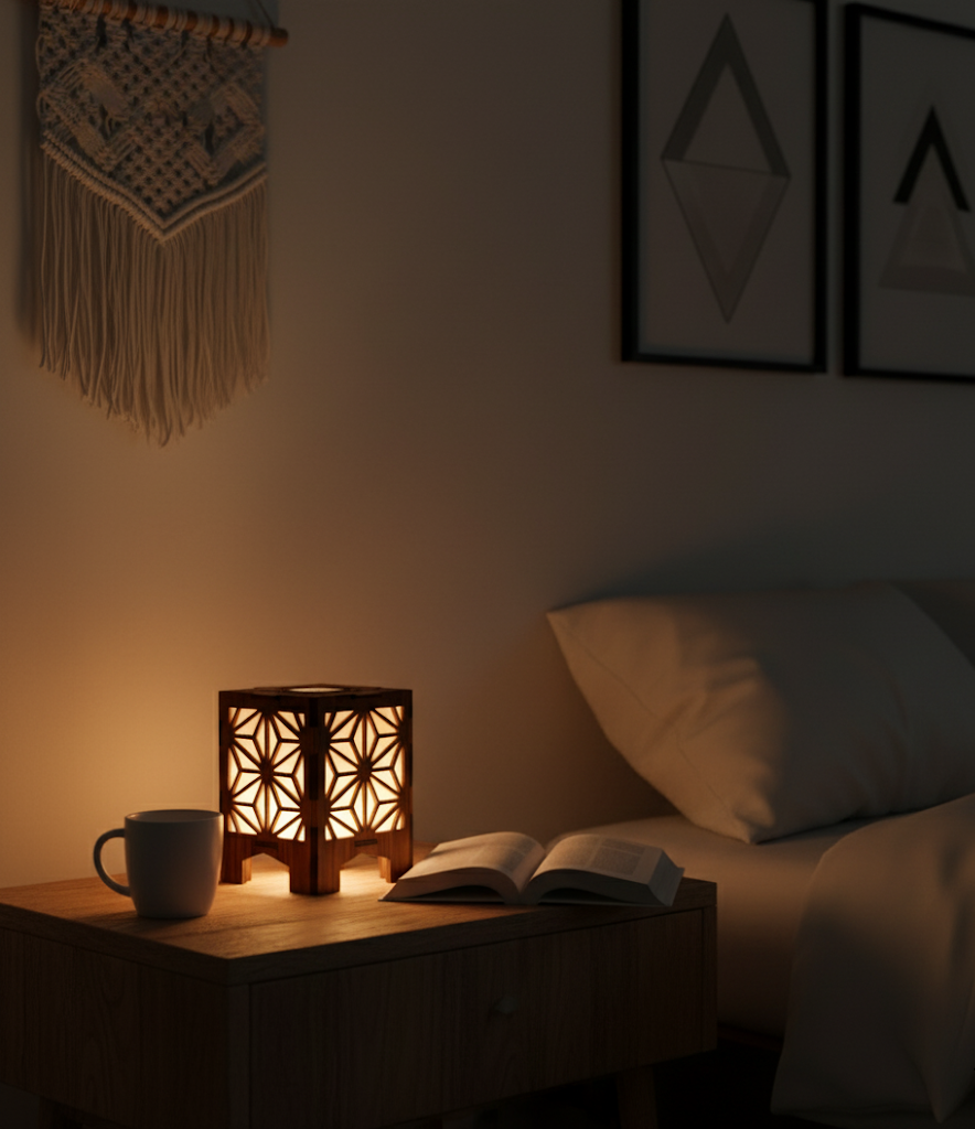 Real Wood Art Luminara Series Table Lamp 11cmX11cmX15cm