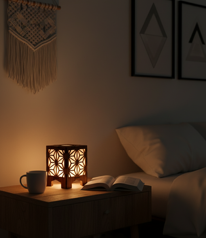 Real Wood Art Luminara Series Table Lamp 11cmX11cmX15cm