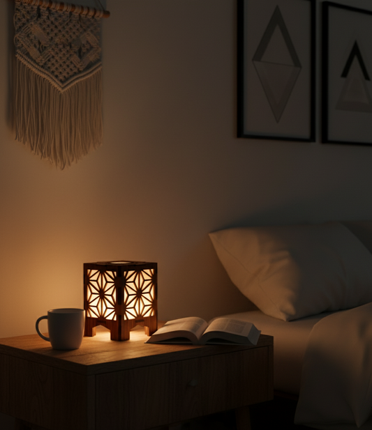 Real Wood Art Luminara Series Table Lamp 11cmX11cmX15cm