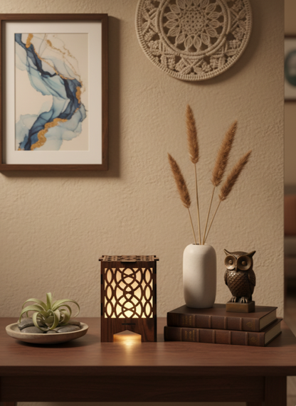 Real Wood Art Ogee Arch Series Table Lamp 11cmx11cmx15cm