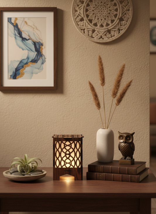 Real Wood Art Ogee Arch Series Table Lamp 11cmx11cmx15cm