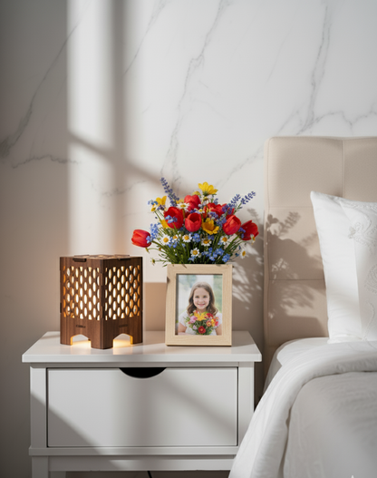 Real Wood Art Radiant Hive Series Table Lamp 11cmX11cmx15cm