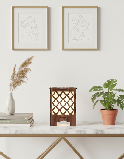 Real Wood Art Zen Grid Series Table Lamp 11cmx11cmx15cm