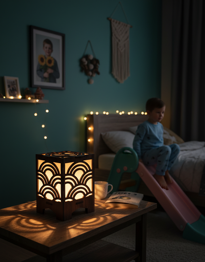 Real Wood Art Seigai Aura Series Table Lamp 11cmx11cmx15cm